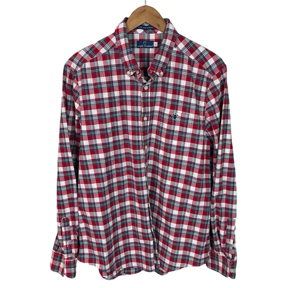 BF1498 Men’s Simply Southern Brand Preppy Plaid Button Down Shirt L - Picture 1 of 4